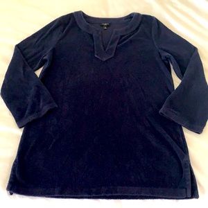 Talbots Tunic Navy 3/4 sleeve Terry Womens Size S Petite